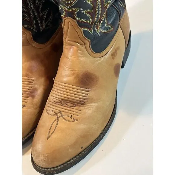 Tony Lama Boots Mens 8.5 B leather Cowboy Western - Picture 6 of 16